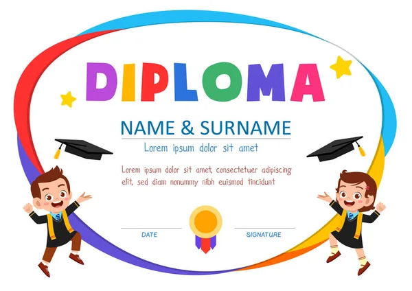 Plantilla de certificado de diploma lindo para el estudiante de escuela — Vector de stock