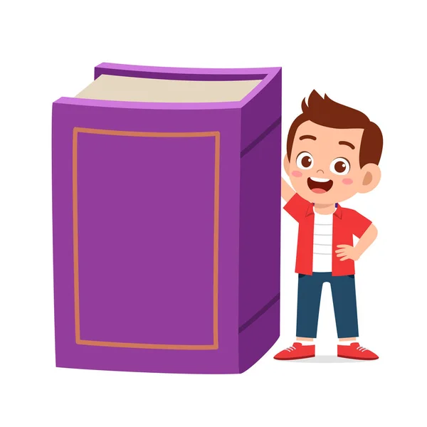 Boldog aranyos kis kölyök nagy könyv — Stock Vector