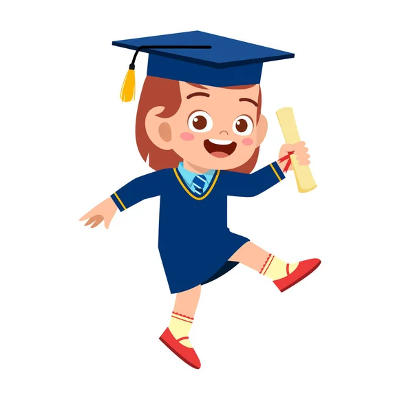 Ευτυχισμένος χαριτωμένο κοριτσάκι απόφοιτος από το σχολείο — Διανυσματικό Αρχείο