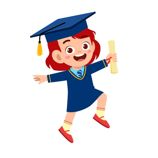 Feliz lindo niño niña graduado de la escuela — Vector de stock