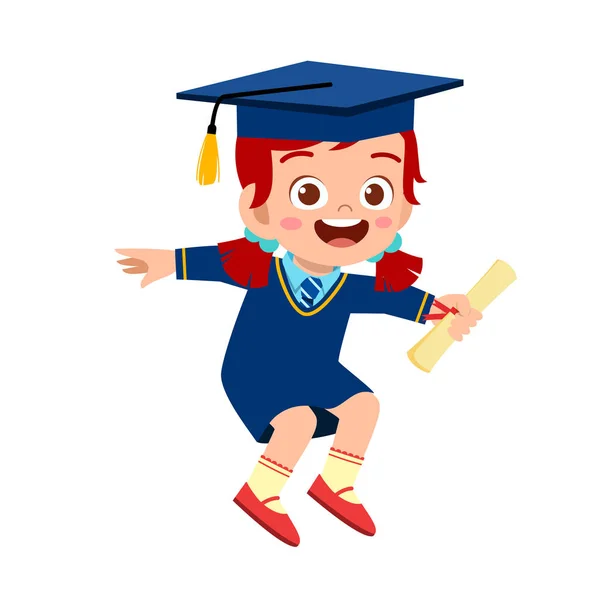 Happy cute little kid girl graduate from school — Stock Vector