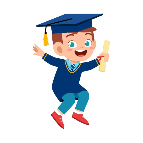 Glad söt liten pojke examen från skolan — Stock vektor