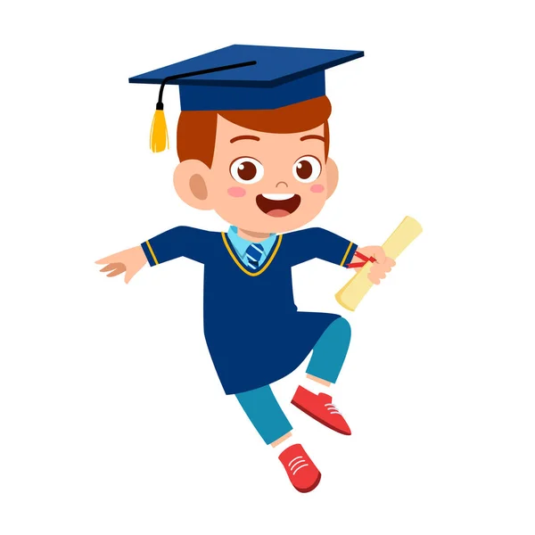 Happy cute little kid boy graduate from school — Stock Vector