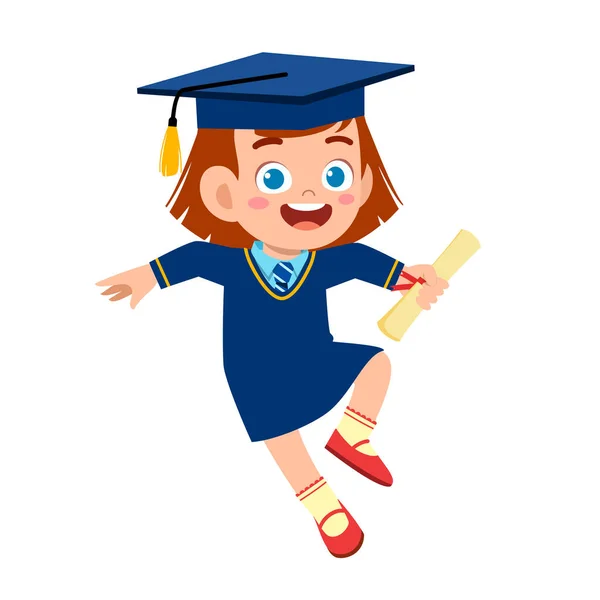 Happy cute little kid girl graduate from school — Stock Vector