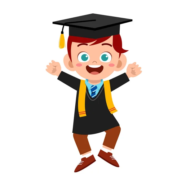 Feliz lindo niño pequeño graduado de la escuela — Vector de stock