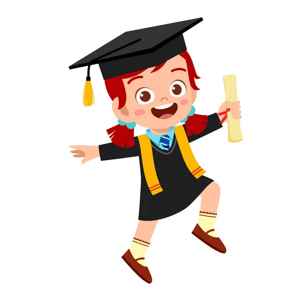 Feliz lindo niño niña graduado de la escuela — Vector de stock