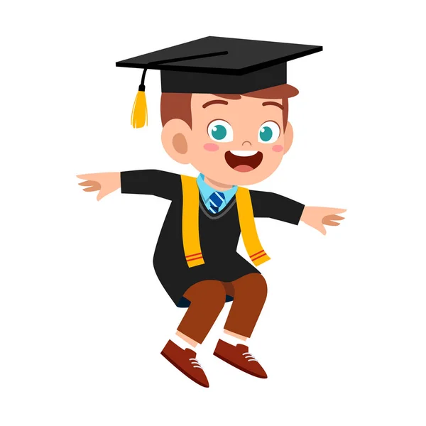 Feliz lindo niño pequeño graduado de la escuela — Vector de stock