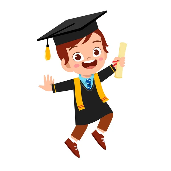 Feliz lindo niño pequeño graduado de la escuela — Vector de stock