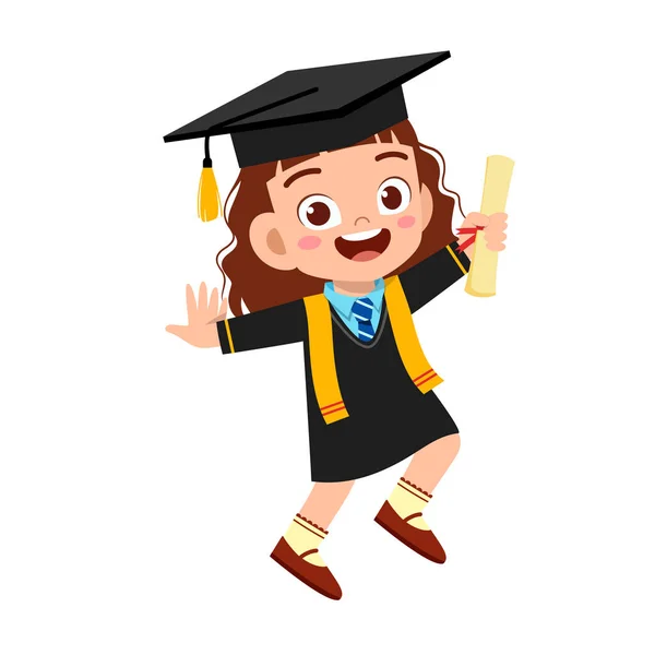 Happy cute little kid boy graduate from school — 스톡 벡터