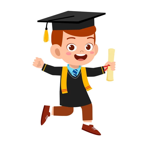 Feliz lindo niño pequeño graduado de la escuela — Vector de stock