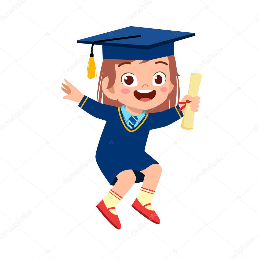 happy cute little kid girl graduate from school