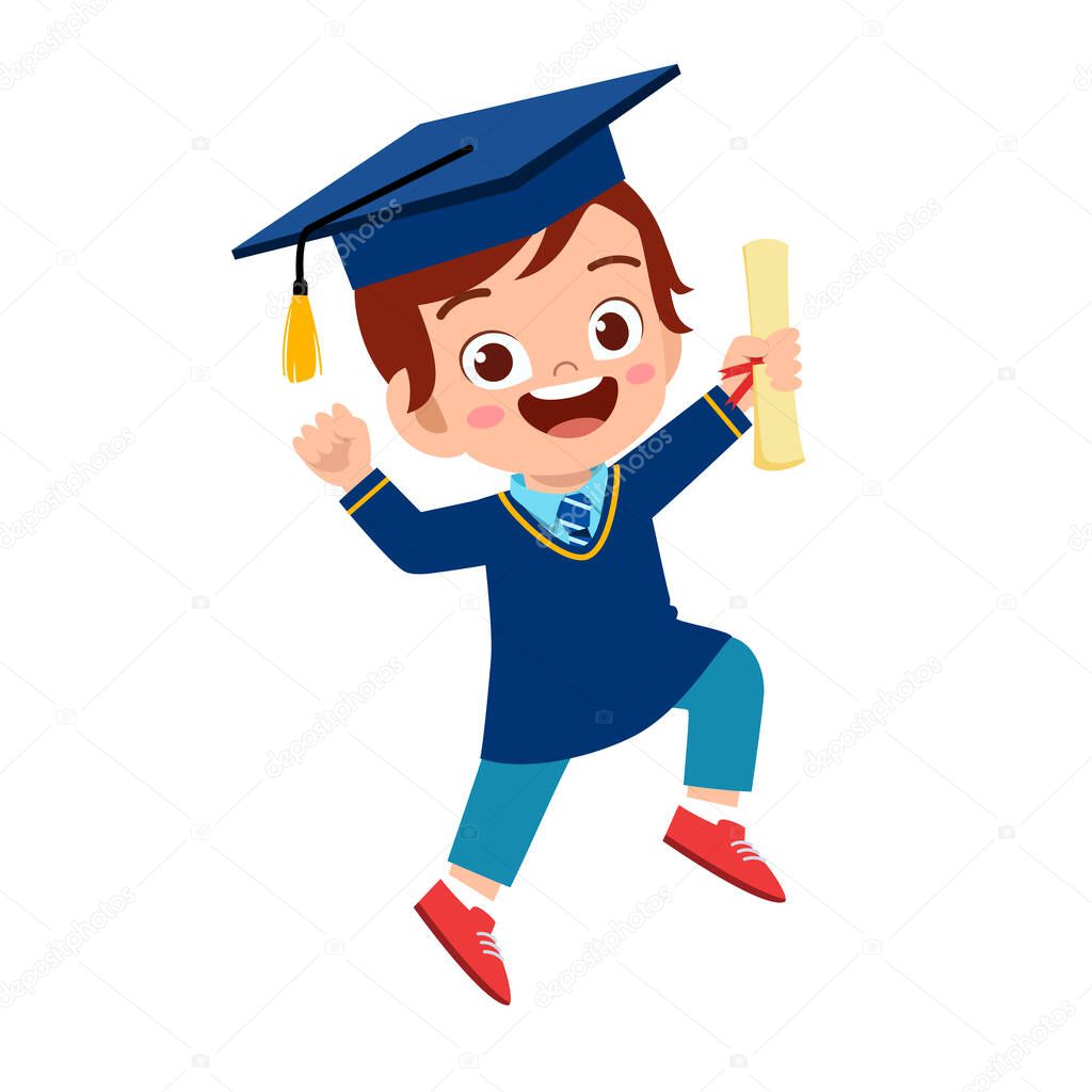 happy cute little kid boy graduate from school