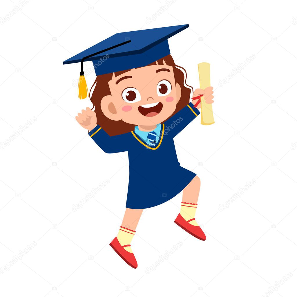 happy cute little kid girl graduate from school