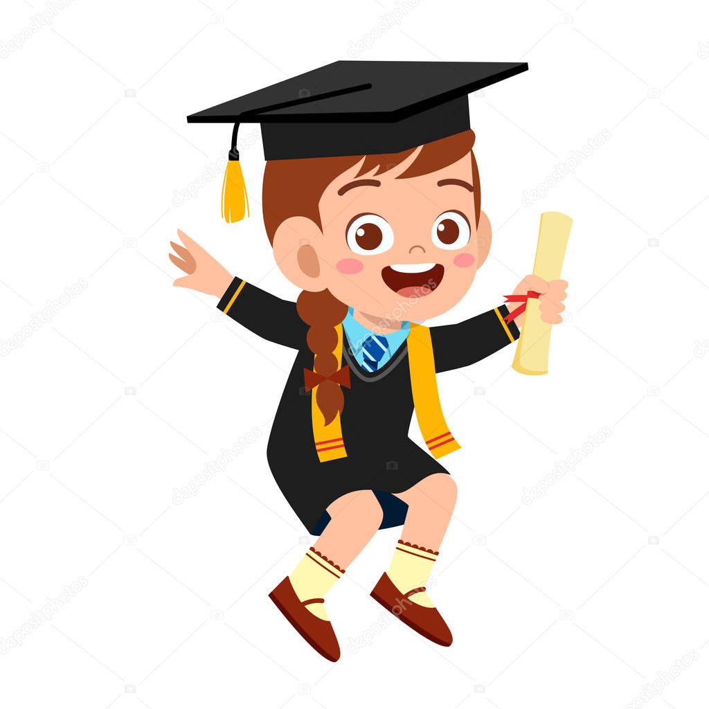 happy cute little kid boy graduate from school