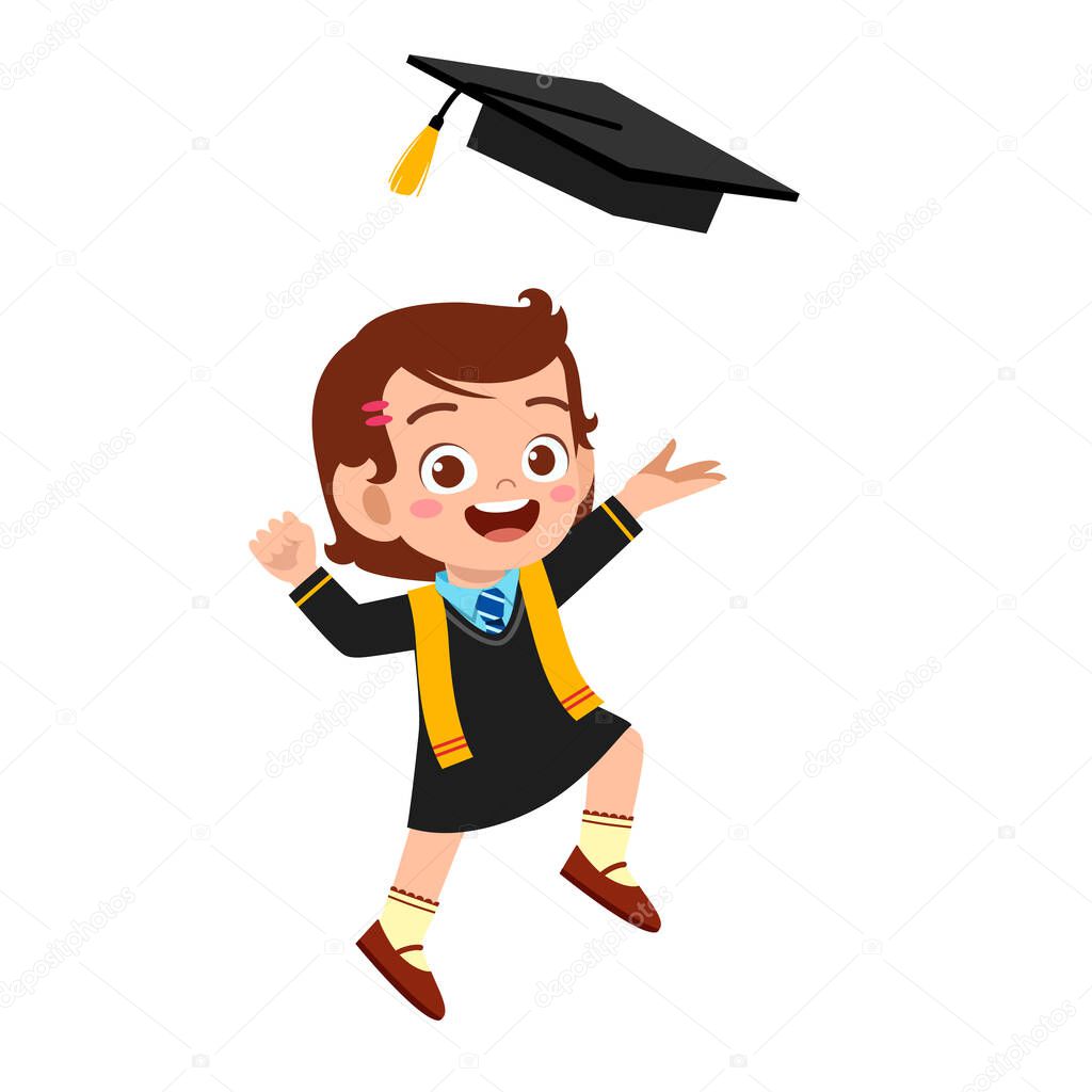 happy cute little kid boy graduate from school