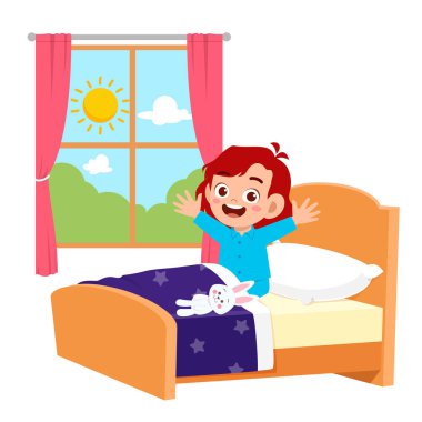 # Mutlu küçük kız sabah uyandığında #
