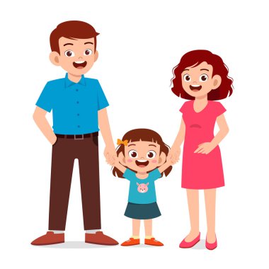 Anne ve babasıyla mutlu tatlı bir kız çocuğu.