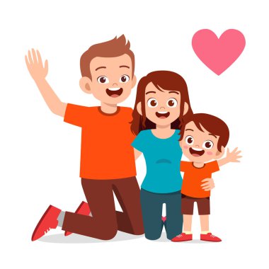 Mutlu şirin çocuk ve kız anne ve babayla