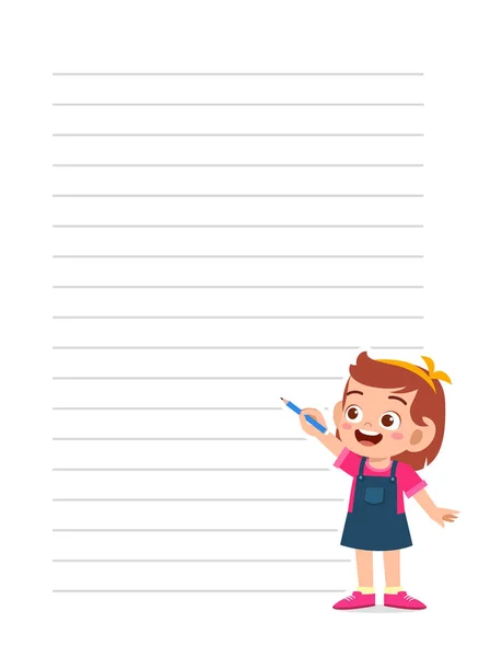 快乐可爱的小女孩笔记本模板 — 图库矢量图片