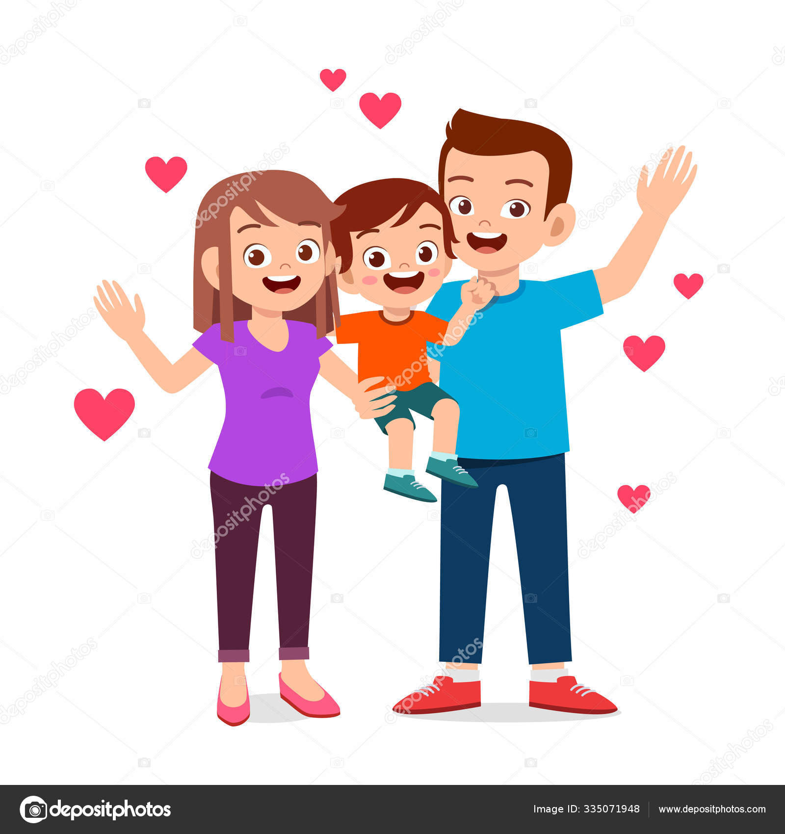 Premium Vector  Cute little boy with mom and dad together