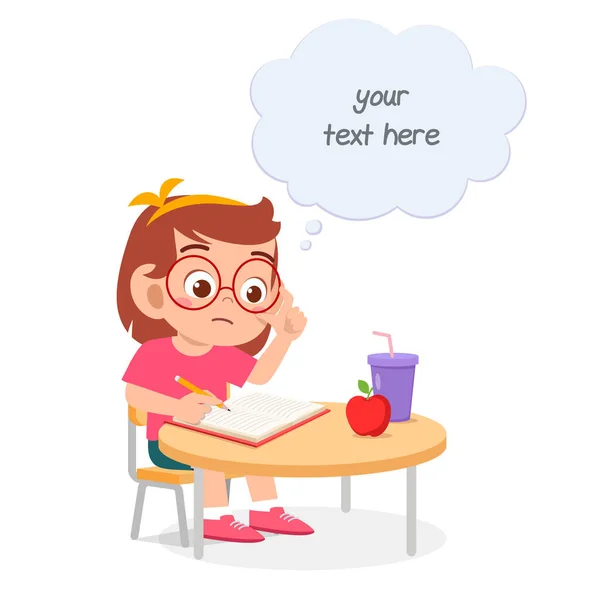 Feliz lindo niño niña estudio para la prueba — Vector de stock