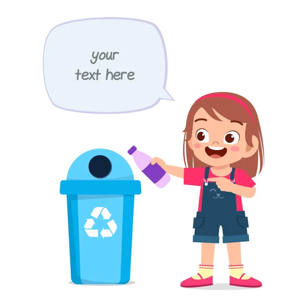 Glücklich süße kleine Mädchen werfen Müll — Stockvektor