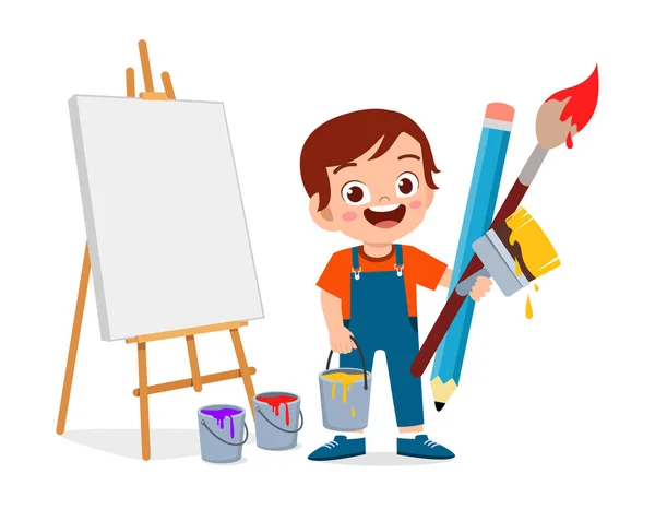 Glücklich niedlich kleines Kind Junge Maler — Stockvektor
