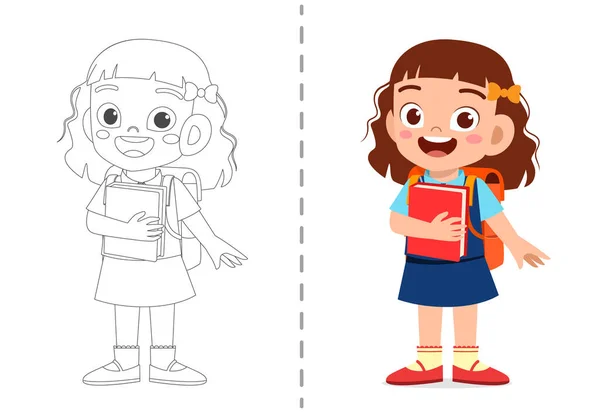 Modèle Mignon Livre Coloriage Dessin Animé Pour Les Enfants — Image vectorielle