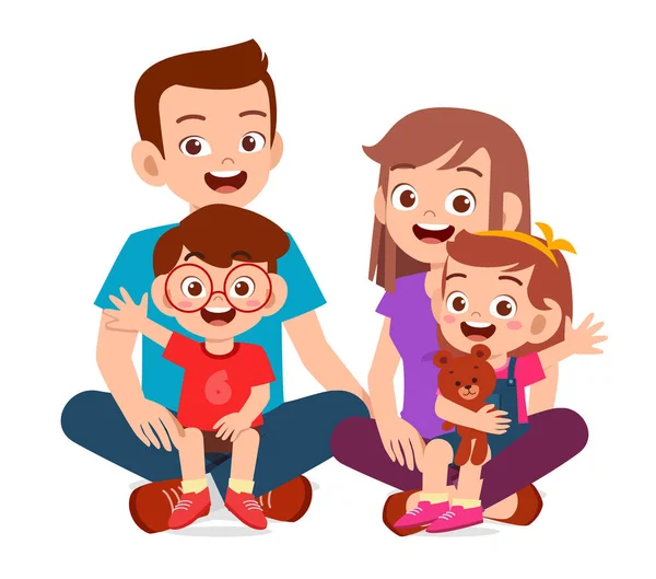 Mutlu Şirin Aile Anne Baba Oğul Birlikte — Stok Vektör
