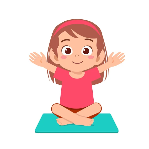 Feliz Lindo Niño Niña Práctica Yoga — Archivo Imágenes Vectoriales