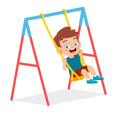 Mutlu küçük çocuk salıncak çalıyor
