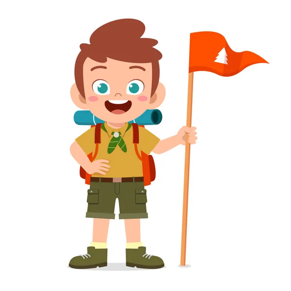 Feliz Lindo Niño Niño Desgaste Scout Uniforme — Archivo Imágenes Vectoriales