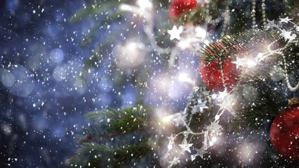 Decorações Natal Cores Brilhantes Cintilantes Brilhantes Luzes Natal Com Fundo — Fotografia de Stock