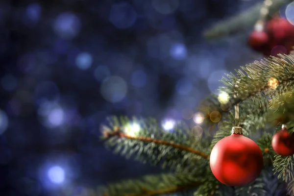 Decorações Natal Cores Brilhantes Cintilantes Com Luzes Natal Com Fundo — Fotografia de Stock