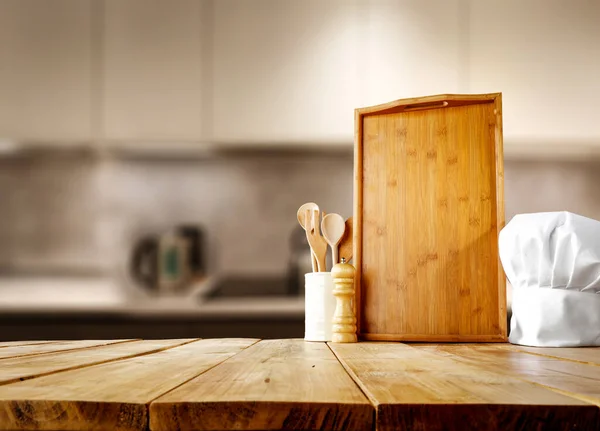 Rozmazané Pozadí Retro Kuchyně Kuchyňským Vybavením Prostor Pro Výrobky — Stock fotografie