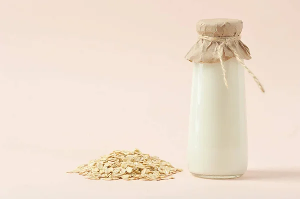 Овсяное Молоко Овсянка Концепция Продуктов Здорового Питания Альтернатива Коровьему Молоку Стоковое Изображение