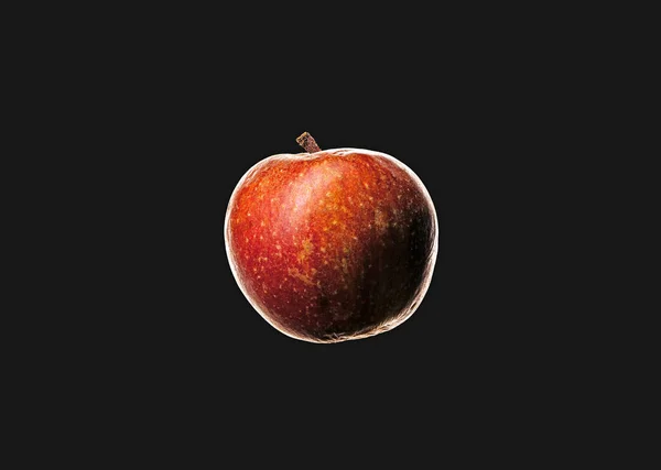 Rött Äpple Isolerad Svart Bakgrund — Stockfoto