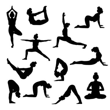 Yoga seti siyah poz verir 