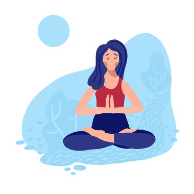 Parkta meditasyon yapan kız.