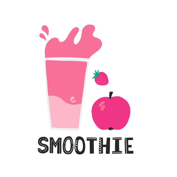 Smoothie Schriftzug mit einem Glas. gesundes Ernährungskonzept für Banner — Stockvektor