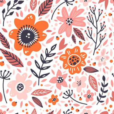 Floral seamless pattern, simply vector illustration 