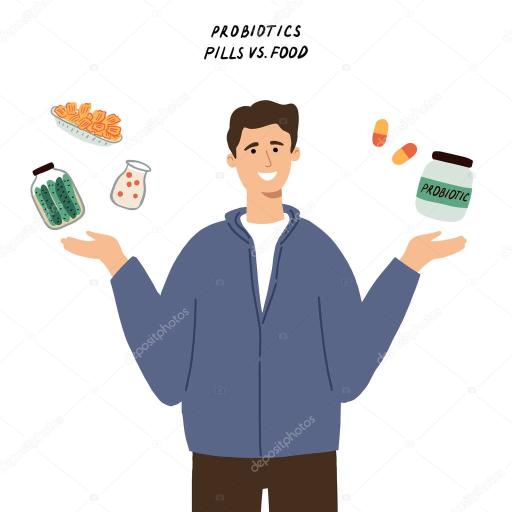 Probiotics banner, simply vector illustration 