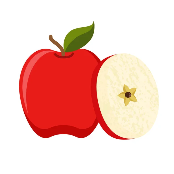 Simple red apple in flat style — ストックベクタ