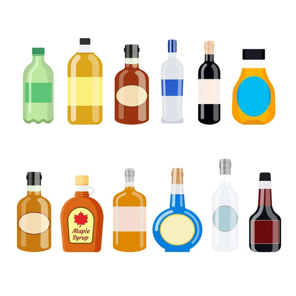 Botellas simples en estilo plano — Vector de stock