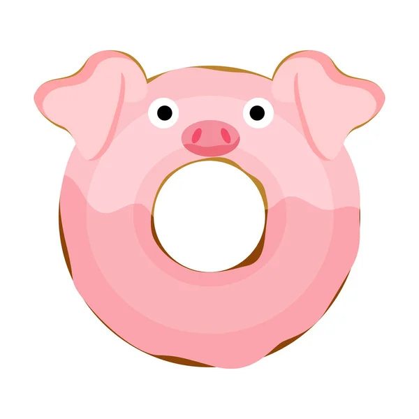 Niedlichen Schwein Donut Vektor Illustration — Stockvektor