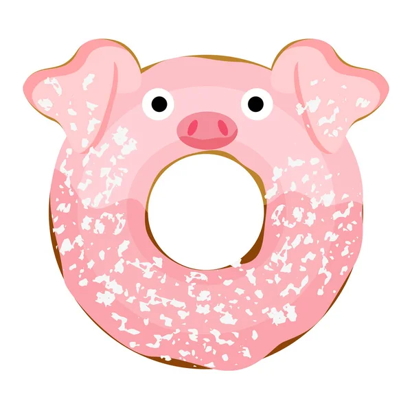 Niedliche Puderschwein Donut Vektor Illustration — Stockvektor