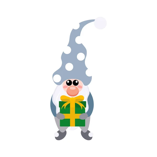 � � � � � � � � jul tomte med en gåva vektor illustration — Stock vektor