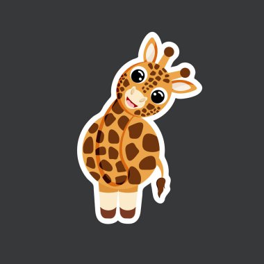 vektör şirin zürafa etiketi şablonu