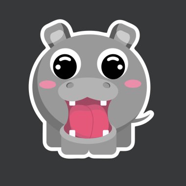 vektör şirin hipopotam etiket şablonu