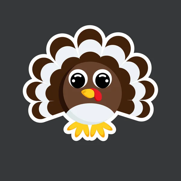 Vector cute turkey sticker template — Stock Vector